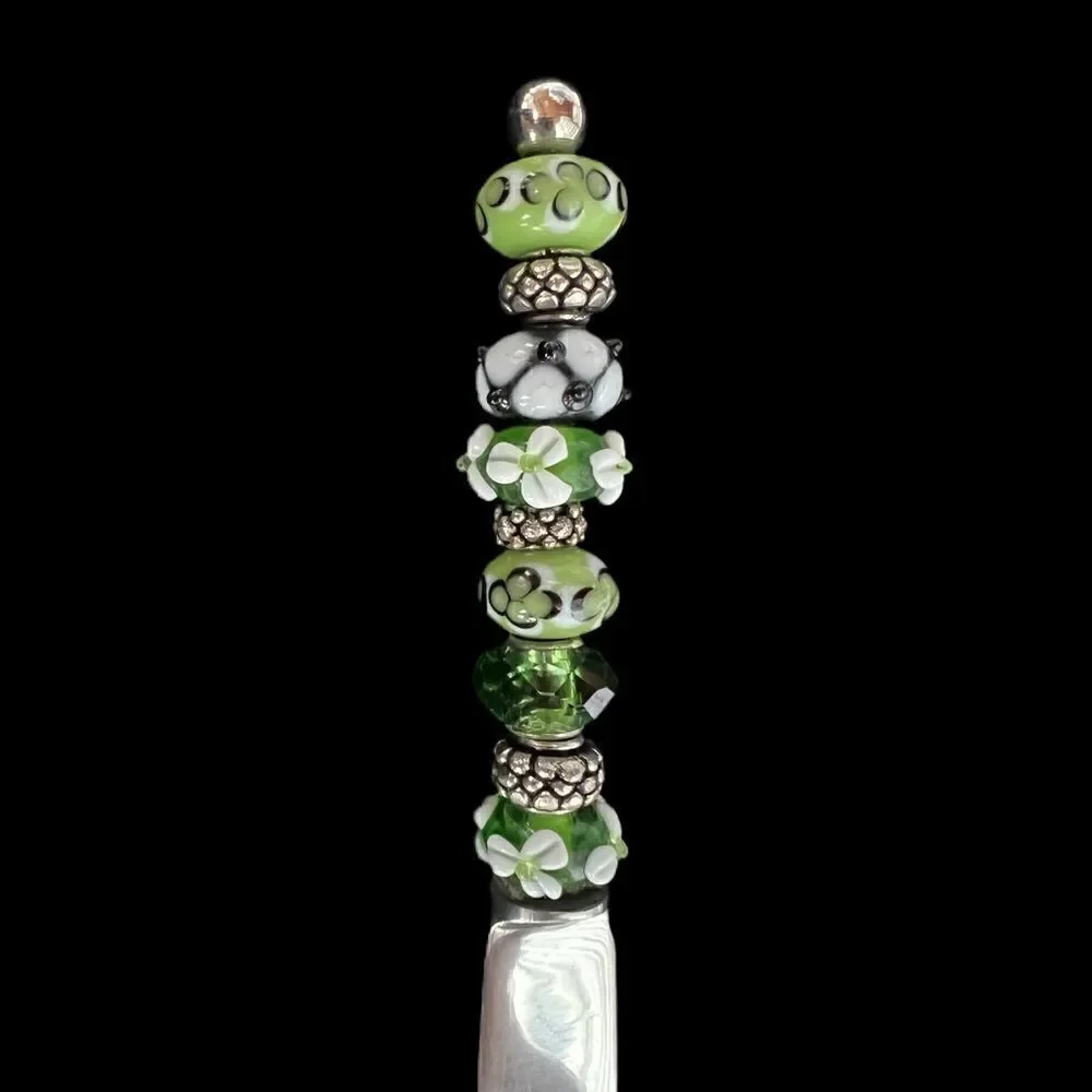 Cheese knife handcrafted, beaded, artistic, unique style